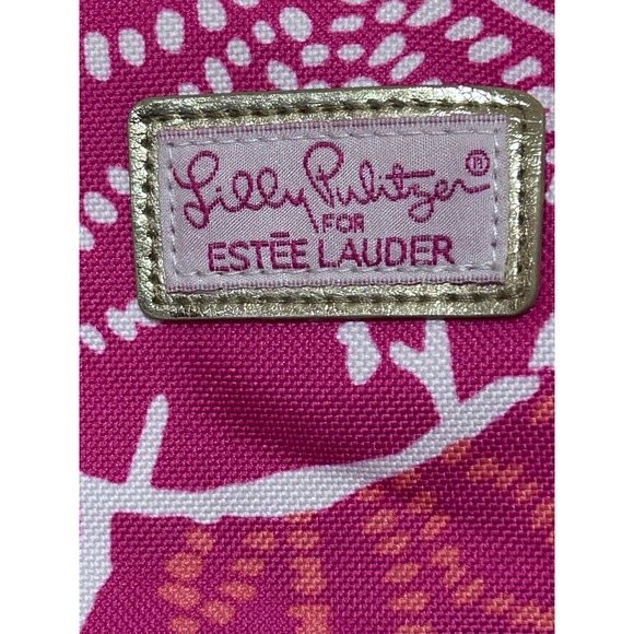 Lilly‎ Pulitzer For Estee Lauder Summer Beach Bag/Tote Pink Orange 14" x 16" - Picture 3 of 8